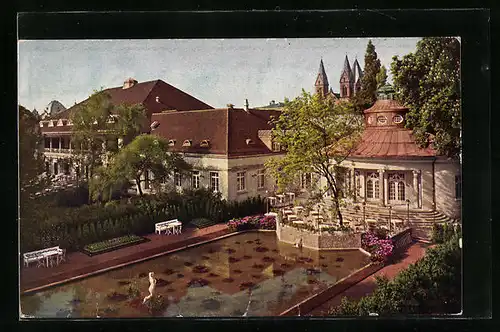 AK Stuttgart, Ausstellung für Gesundheitspflege 1914, Hauptrestaurant und Weinhaus am See im Stadtgarten