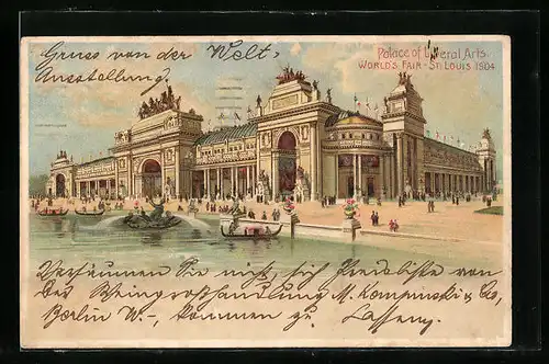 Lithographie St. Louis, World`s Fair-Ausstellung 1904, Palace of Liberal Arts