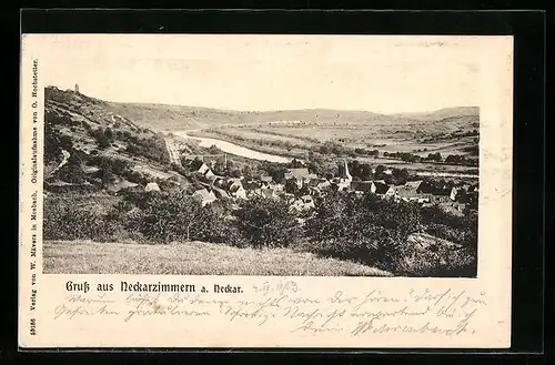 AK Neckarzimmern am Neckar, Totalansicht aus der Vogelschau