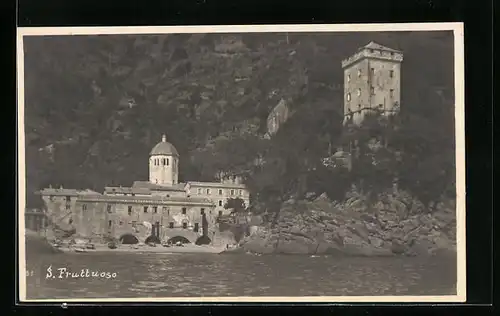 AK San Fruttuoso, Blick zur Abtei in der Bucht