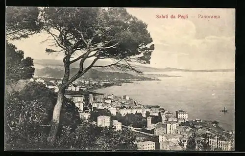 AK Pegli, Panorama aus der Vogelschau