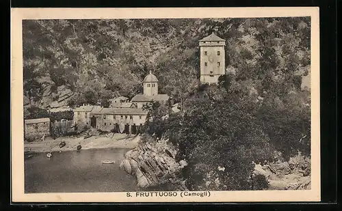 AK San Fruttuoso (Camogli), Blick zur Abtei in der Bucht