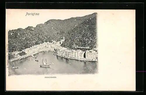 AK Portofino, Panorama aus der Vogelschau