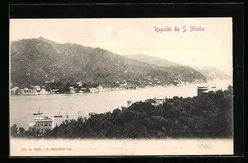 AK Rapallo-San Nicola, Totalansicht aus der Vogelschau