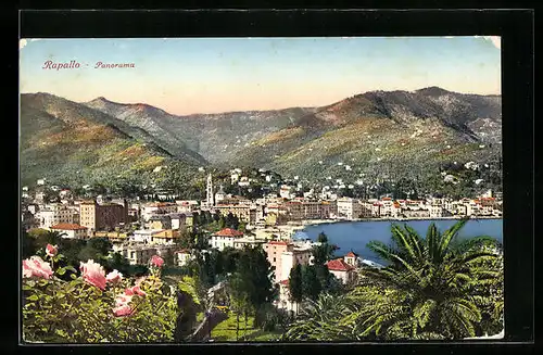 AK Rapallo, Panorama aus der Vogelschau