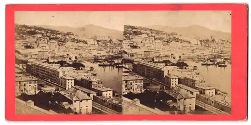 Stereo-Fotografie G. Degoix, Genova, Ansicht Genua / Genova, Panorama mit Hafen