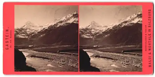 Stereo-Fotografie Baldi & Würthle, Salzburg, Ansicht Gastein, Nassfeld mit Gebirgsmassiv