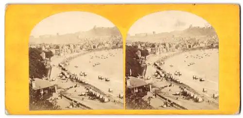 Stereo-Fotografie unbekannter Fotograf, Ansicht Scarborough, Stadtansicht mit Bucht & Badestrand