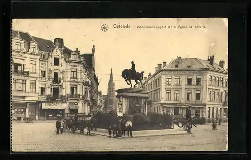AK Ostende, Monument Leopold Ier et Eglise St. Joseph