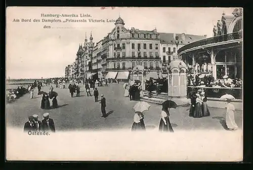 AK Ostende, Passanten auf der Uferpromenade