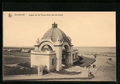 AK Oostende, Ingang van het Palace Hotel aan het strand