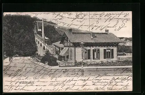 AK Wiesbaden, Nerobergbahn mit Station