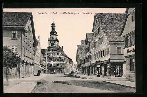 AK Kirchheim u. Teck, Marktstrasse mit Rathaus