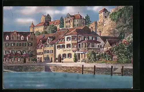 AK Meersburg a. B., Ortspartie mit Hotel Hecht