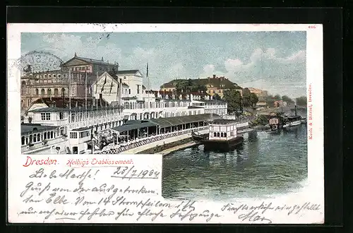 AK Dresden, Gasthaus Helbigs Etablissement am Elbufer