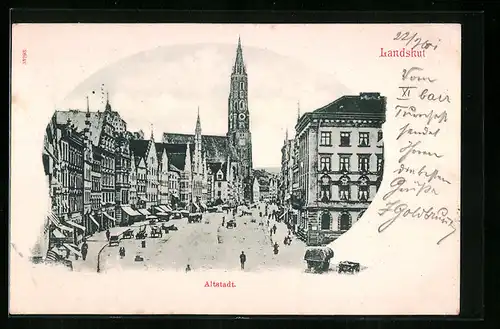 AK Landshut, Altstadt mit Kirche