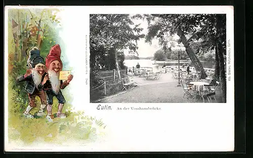 AK Eutin, An der Vosshausbrücke, Zwerge mit Brief