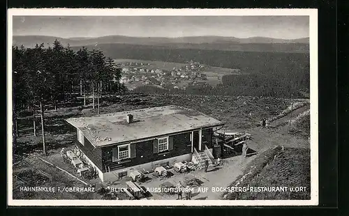 AK Hahnenklee i. Oberharz, Blick vom Aussichtsturm auf Bocksberg-Restaurant u. Ort