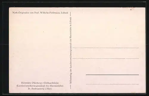 Künstler-AK St. Andreasberg /Harz, Heilstätte Oderberg-Gebhardsheim