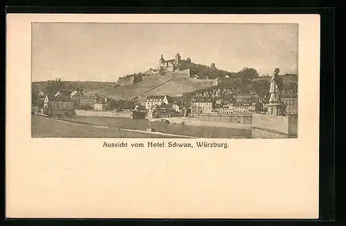 AK Würzburg, Ansicht vom Hotel Schwan