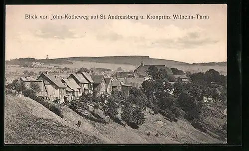 AK St. Andreasberg, Blick von John-Kotheweg auf den Ort und Kronprinz Wilhelm-Turm