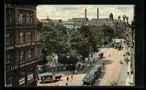 AK Berlin, Dönhoff-Platz mit Strassenbahnen aus der Vogelschau