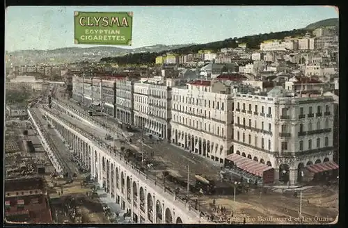 AK Alger, Le Boulevard et les Quais, Strassenbahn