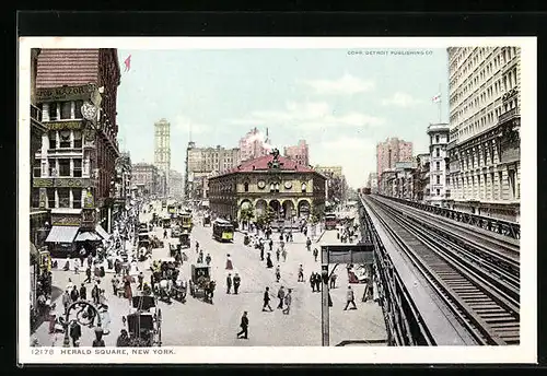 AK New York, Herald Square, Strassenbahn