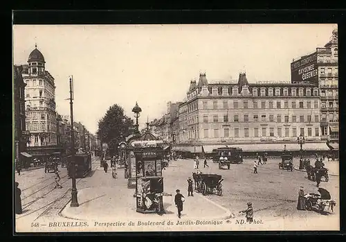 AK Bruxelles, Perspective du Boulevard du Jardin-Botanique, Strassenbahn