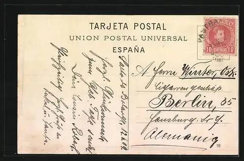 AK Madrid, Banco de Espana, Strassenbahn