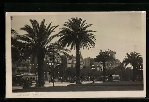 AK Buenos Aires, Avenida L. N. Alem, Strassenbahn