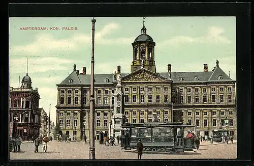 AK Amstersdam, Kon. Paleis, Strassenbahn