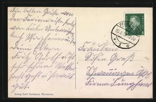 AK Pforzheim, Marktplatz mit Gschäften und Strassenbahn