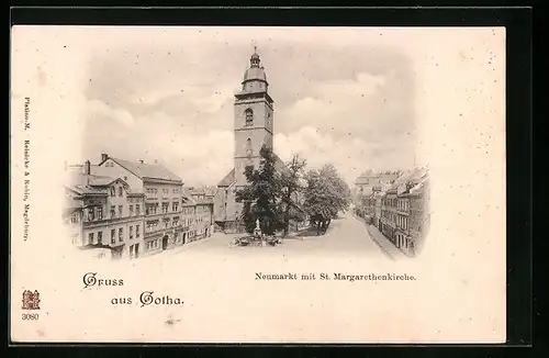 AK Gotha, Neumarkt mit St. Margarethenkirche
