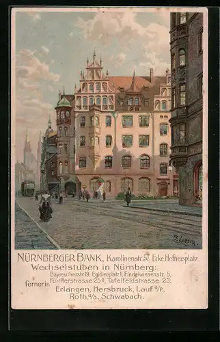 Lithographie Nürnberg, Nürnberger Bank, Karolinenstrasse 57