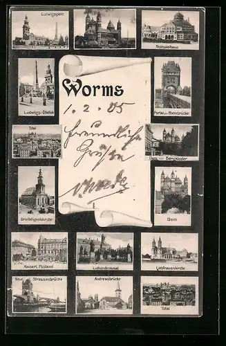 AK Worms, Ludwigsplatz, Dom, Festspielhaus