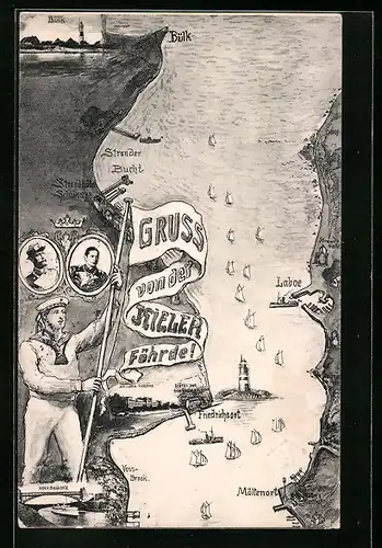 AK Kiel, Kieler Föhrde mit Karte