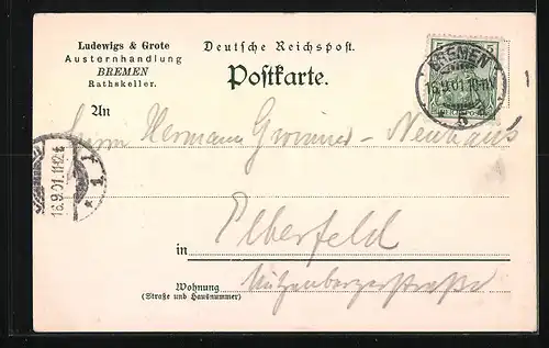 Lithographie Bremen, Ratskeller, Bachusfass