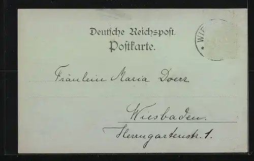 Mondschein-AK Wiesbaden, Denkmal am Kranzplatz