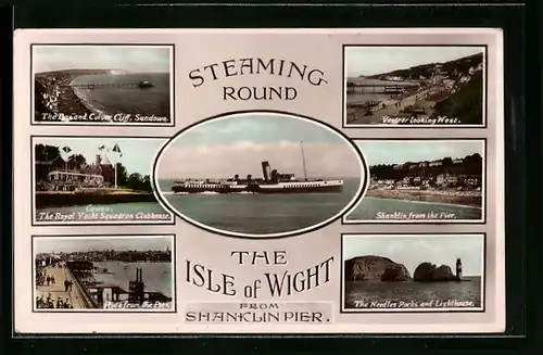 AK Ventnor, Shanklin from the Pier, the Needles Rocks and Lighthouse, the Bay and Culver Cliff, Ryde from the Pier
