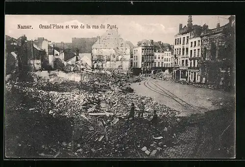 AK Namur, Grand`Place et vue de la rue du Pont