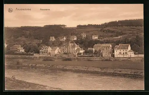 AK Anseremme, Vues choisies des Bords de la Meuse, Panoramaansicht vom Flussufer aus