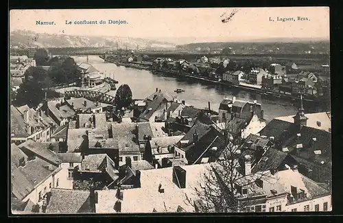 AK Namur, Le Confluent du Donjon, Blick über die gesamte Stadt und den Fluss
