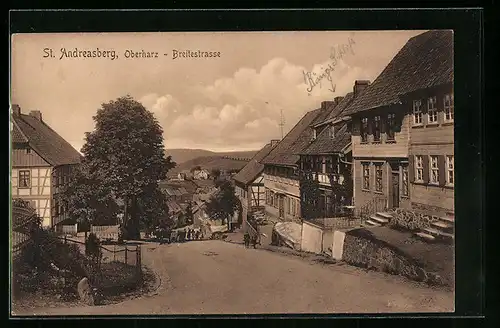 AK St. Andreasberg im Oberharz, Häuserzeile in der Breitestrasse
