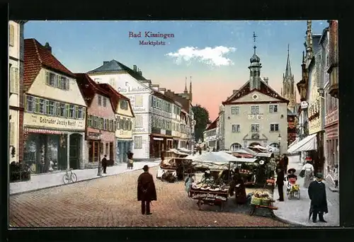 AK Bad Kissingen, Marktstände auf dem Marktplatz