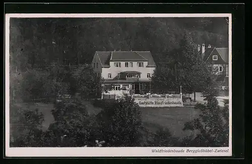 AK Berggiesshübel - Zwiesel, vor der Gaststätte Waldfriedenbaude