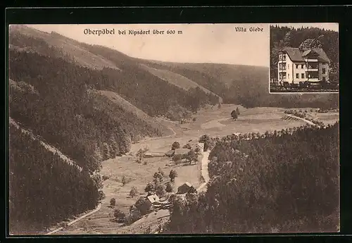 AK Oberpöbel bei Kipsdorf, Talpanorama mit der Villa Giebe