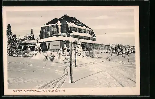 AK Georgenfeld, am eingeschneiten Hotel Lugsteinhof