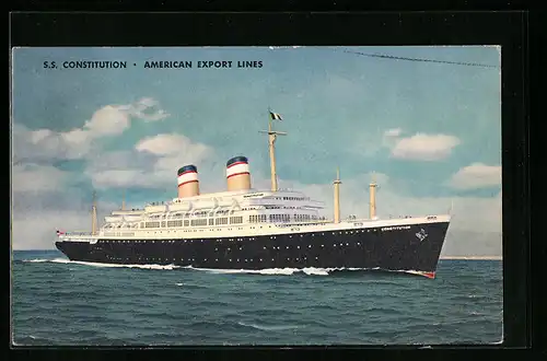 Künstler-AK American Export Lines, das Passagierschiff S. S. Constitution auf Hoher See