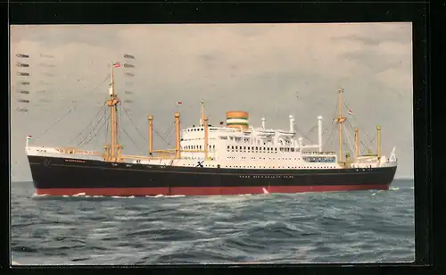 Künstler-AK Passagierschiff M.V. Westerdam auf Hoher See abgebildet